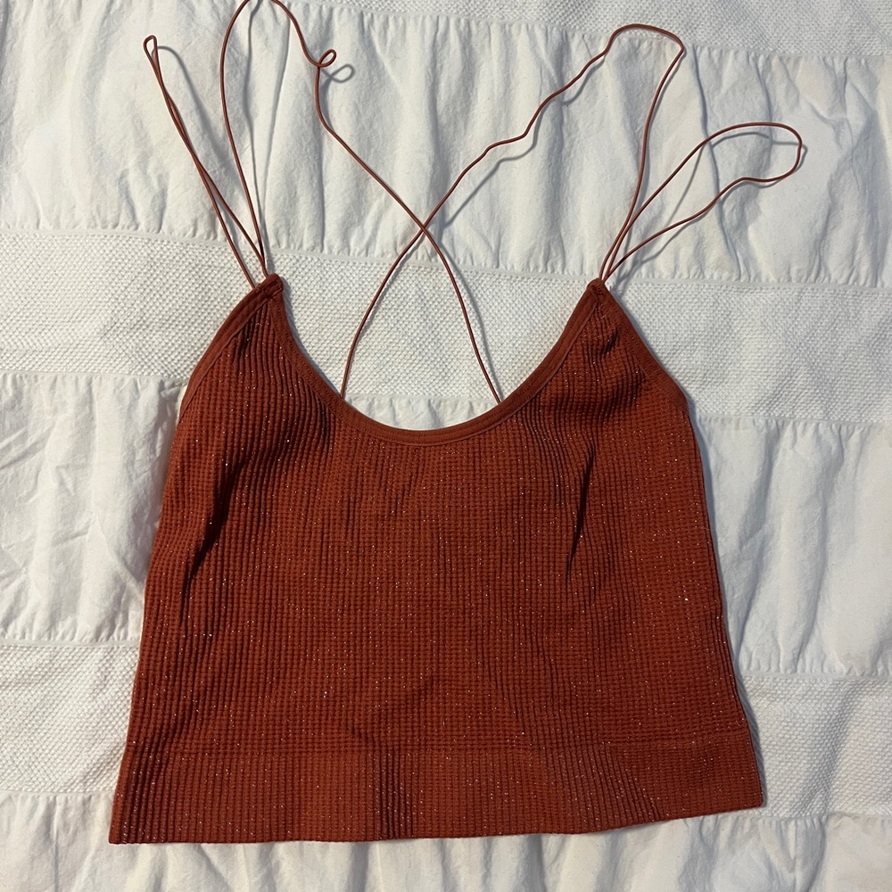 urban outfitters orange sparkle tank